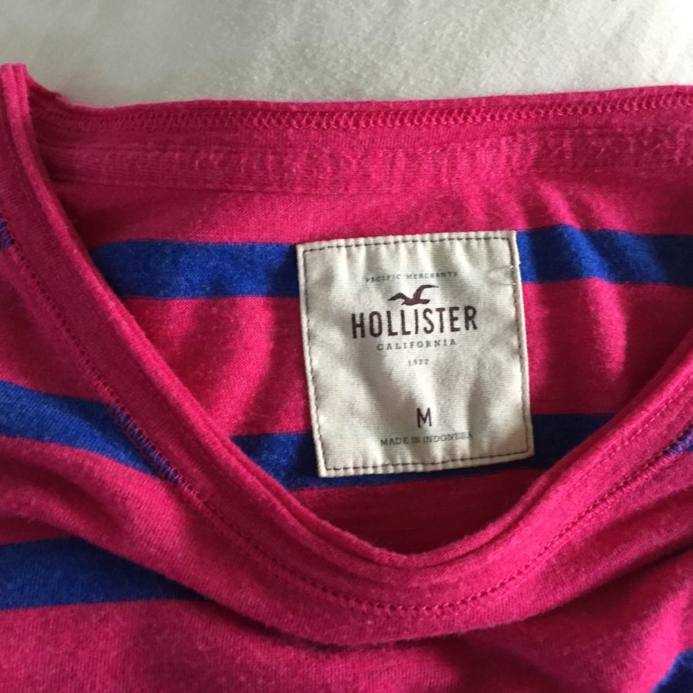 NEW Hollister Striped Tee in Pink and Blue M - Picture 9 of 10